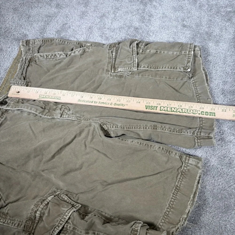 Vintage American Eagle Cargo Shorts Mens 36 Green Canvas Baggy Heavy Skater Y2K